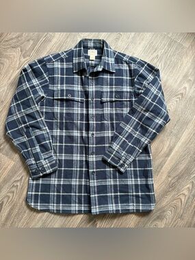LL Bean‎ Chamois Flannel Shirt Mens Medium Traditional Fit Blue Plaid 277981